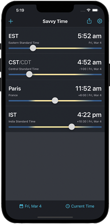 Screenshot Savvy Time App